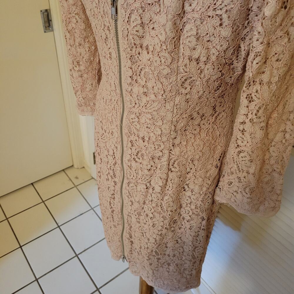 Adrianna Papell Pink Floral Lace Sheath Dress Size 12 3/4 Sleeve Formal - Picture 6 of 10
